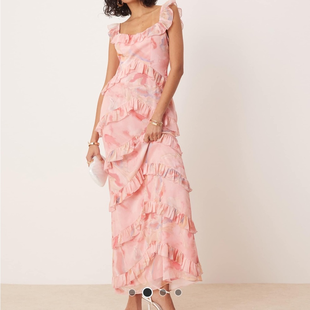 Pretty Lavish Scoop Neck Ruffle Maxi Dress